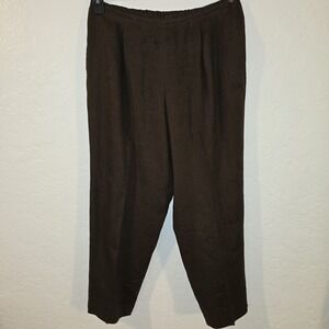 Elisabeth Liz Claiborne Petite Khaki Linen Blend Pants 16P Brown elastic waist